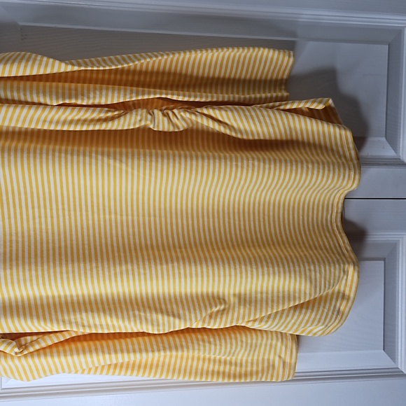 Michael Kors Yellow White Stripes Long Sleeve With Cut Out Shoulders Shirt Sz 1X - Picture 15 of 15